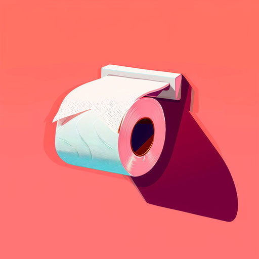 Realistic toilet paper clipart on flat random color background