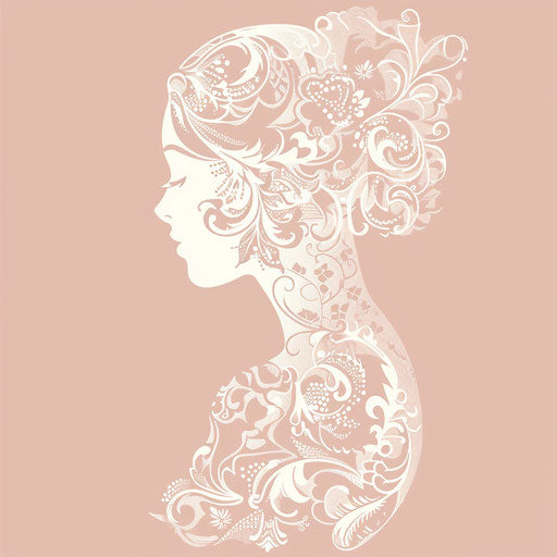 Fashion logo with delicate lace design on soft pink background