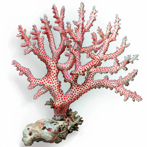 Coral clipart in photo realistic style with a flat random background, vibrant tones and enhanced clarity