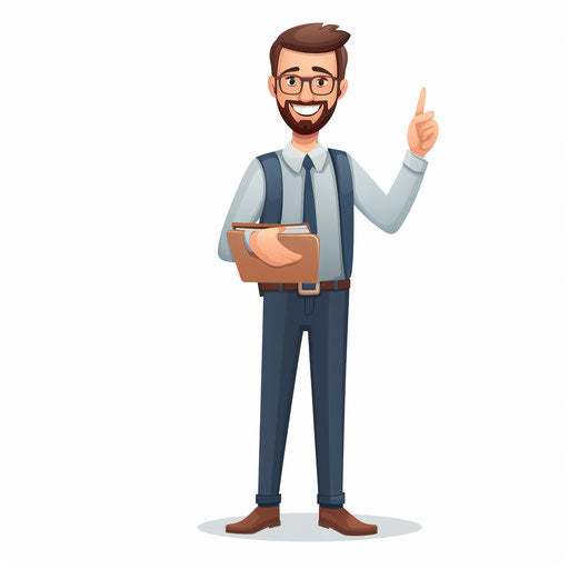 Minimalist illustration of a male teacher on white background