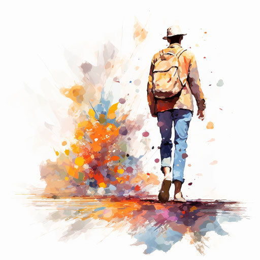 Stroll clipart in the style of Impressionistic Art, on white background