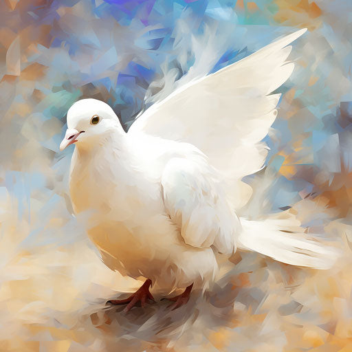 Dove in the style of Impressionistic Art, on white background