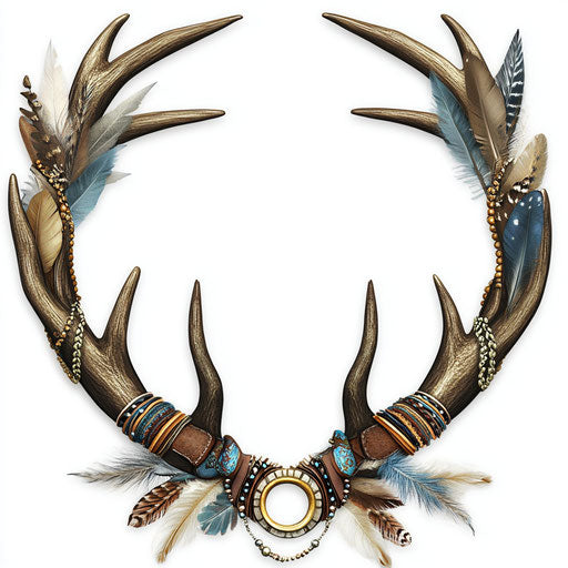 Clip art deer antlers with boho ornaments for a festival design