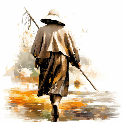 Pilgrim clipart in the style of Impressionistic Art