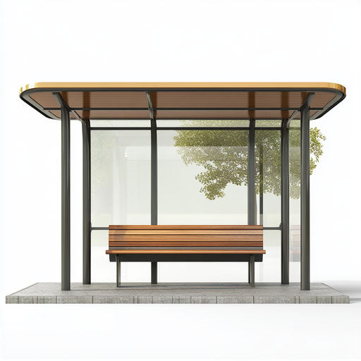 Realistic bus stop shelter clipart, high resolution, isolated