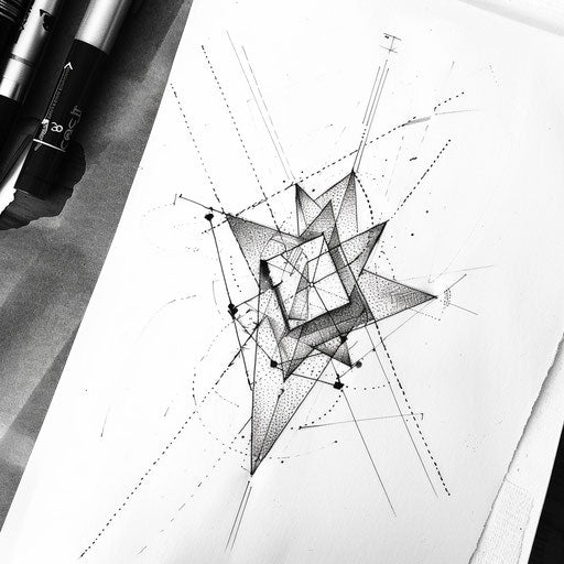 Cosmic geometric tattoo design depicting a star constellation