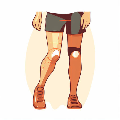 Minimalist knee joints clipart, white background