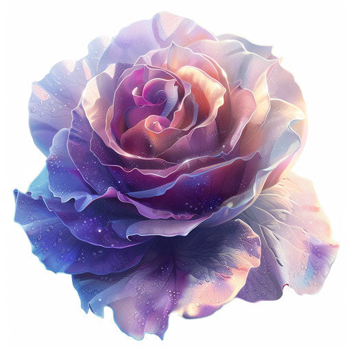 Photo realistic style clipart of rose with flat random background, metallic sheen and realistic textures