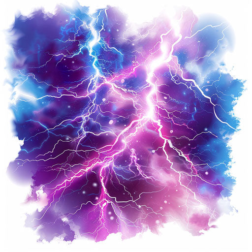Realistic lightning clipart on flat white background