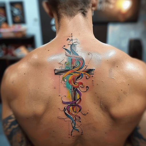 Abstract and colorful cross symbolizing faith and strength