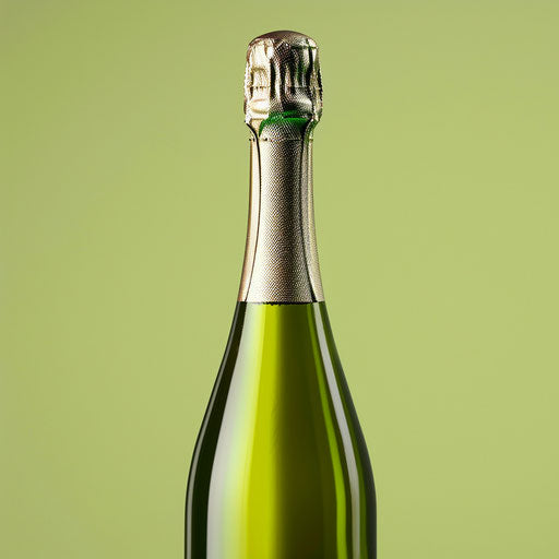 Realistic champagne bottle illustration on chartreuse background