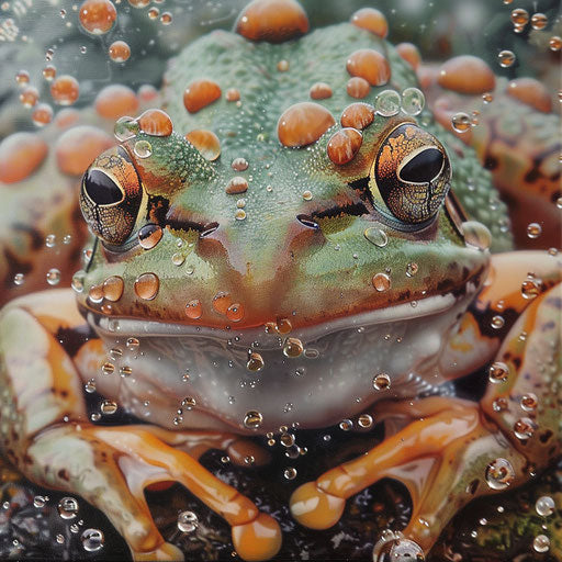 A frog reveling in the cool morning mist