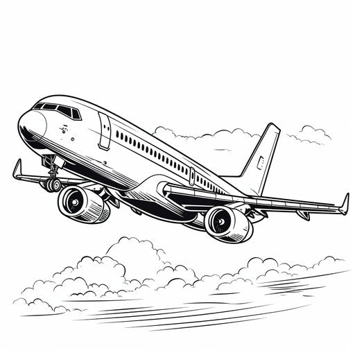 Minimalist airplane coloring pages for free download and printing, minimalist black and white drawings