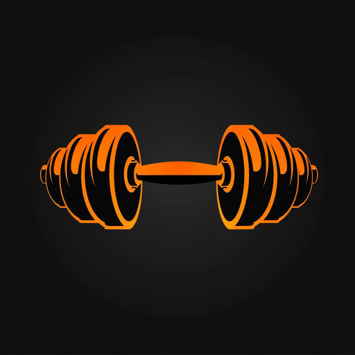 Fitness logo with a stylized dumbbell on a black background