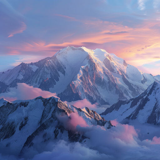Peaceful dawn over Mont Blanc, soft pastel colors