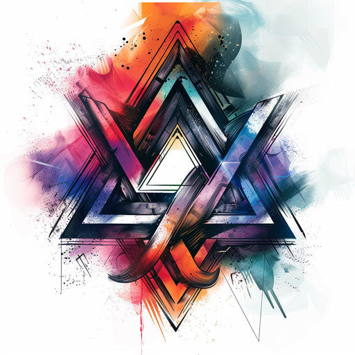 Modern abstract tattoo sketch of a Valknut
