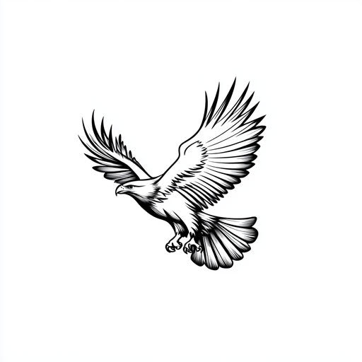 Minimalist cool small eagle tattoo sketch on white background
