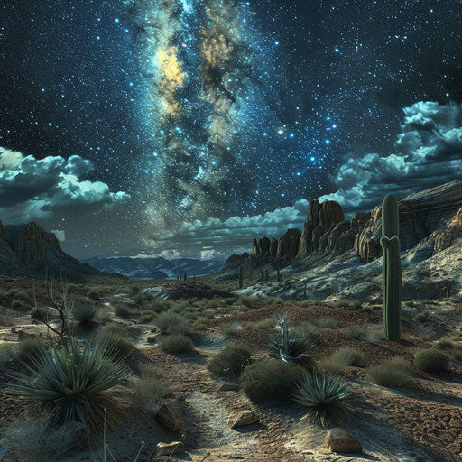 Starry night over desert