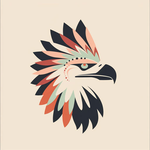 Creative eagle logo with hand-drawn elements and pastel colors on cream background