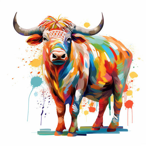 Carabao clipart in Impressionistic Art style, on white background
