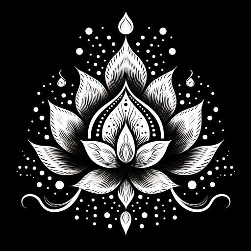 Black mandala design with lotus flower for tattoo or coloring