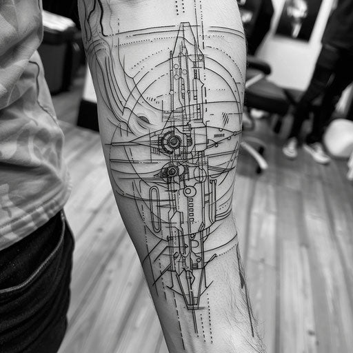 Simple tattoos for men of a spaceship