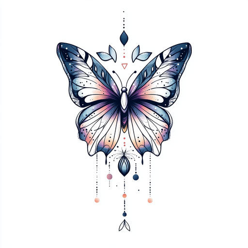 Beautiful butterfly tattoo for women with abstract shapes