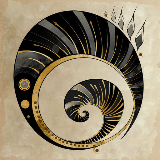 Elegant black and gold art deco spiral