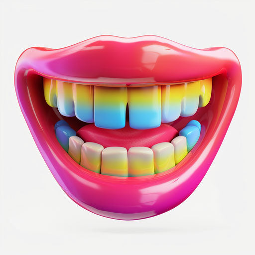 Realistic smile clipart on flat white background, vibrant colors