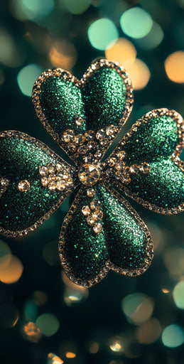 Shamrock with diamonds, St. Patrick's Day theme, phone wallpaper