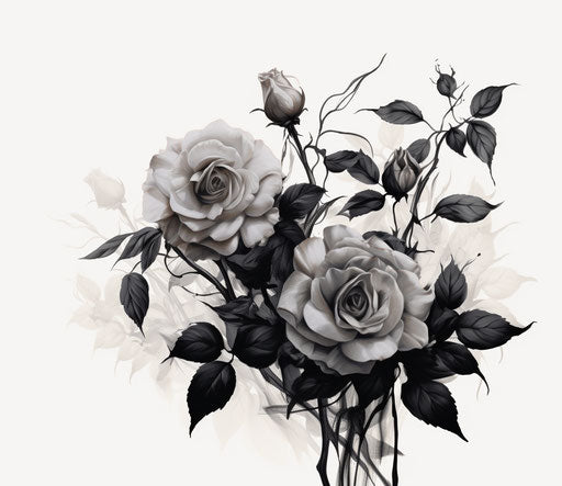 Rose tattoo, black and white, film noir style