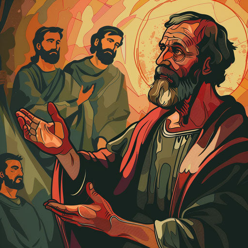 Tattoo sketch of Apostle Paul preaching with modern background