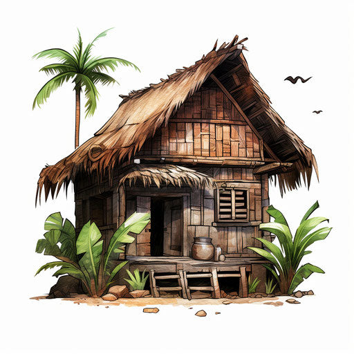 Bahay kubo clipart in the style of Chiaroscuro Art