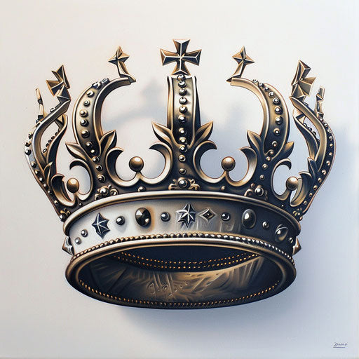 3D king crown with realistic gold and silver shading