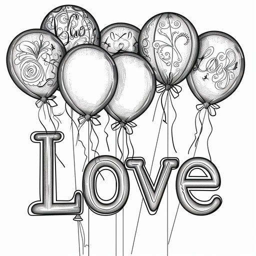 Balloons spelling out 'Love'