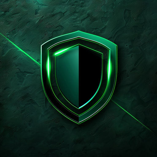 Professional logo for YouTuber with a shield icon and a dark green background, conveying trustworthiness