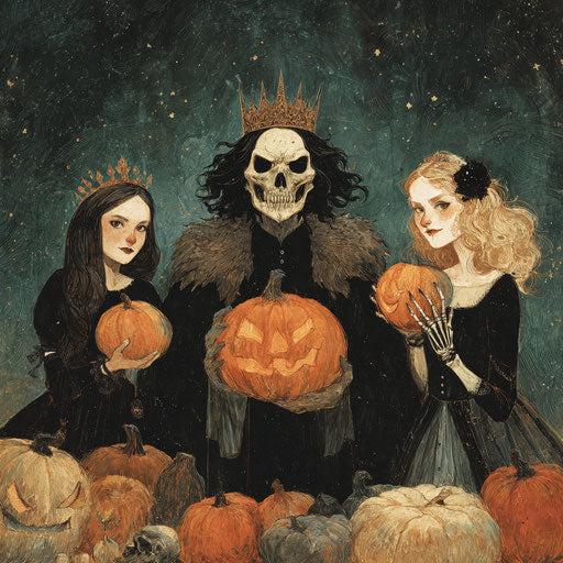 Mysterious Halloween Gathering with Pumpkins