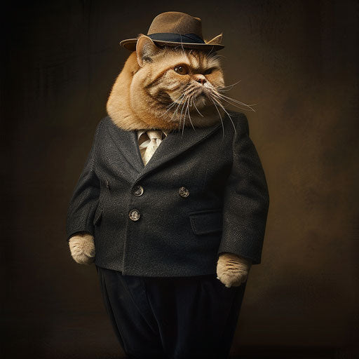 Fat cat dressed as a man