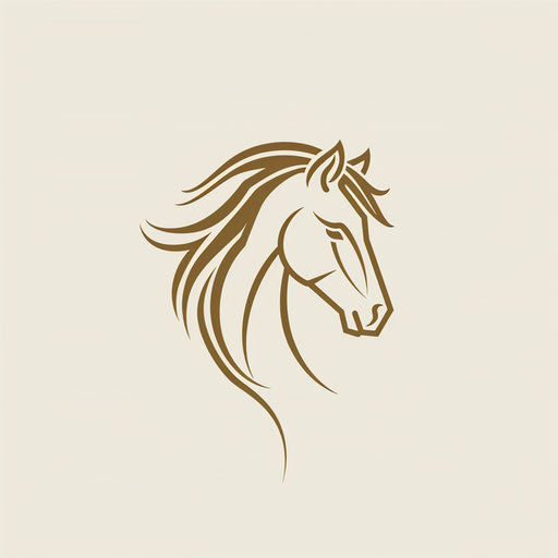 Elegant horse logo with minimalist horse head on light beige background