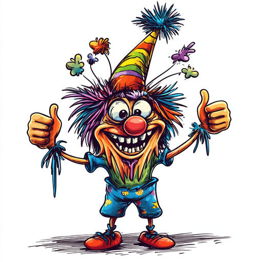 Humorous caricature of a joyful new year with human characteristics