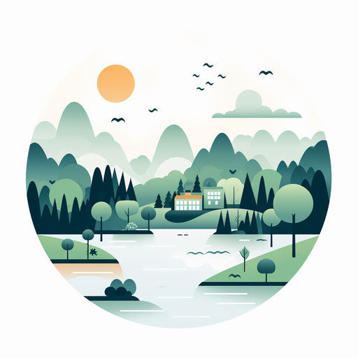 Minimalist landscape illustration on white background
