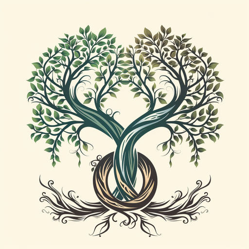 Flat tattoo sketch of intertwined family trees