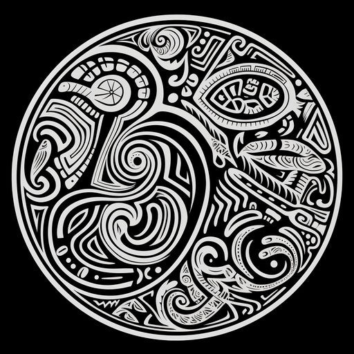 Hand Drawn Tribal Pattern: Tondo, Maori Art, Textured Complexity