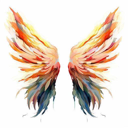 Impressionistic Art style wings clipart, on white background