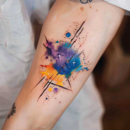 Galaxy tattoo art inspired by impressionism