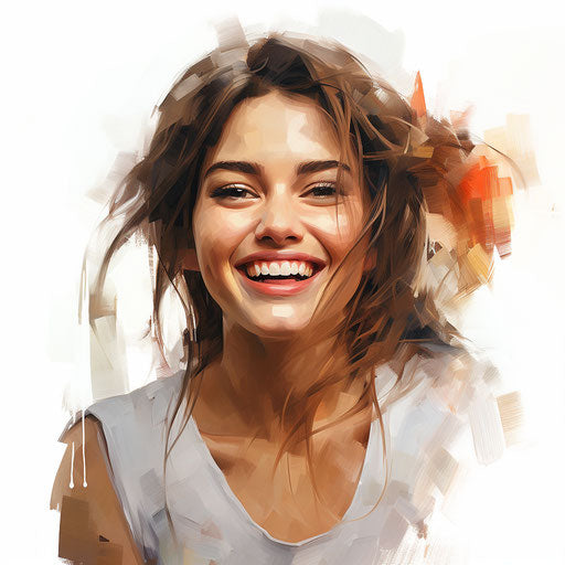 Smile drawing in the style of oil painting, on white background