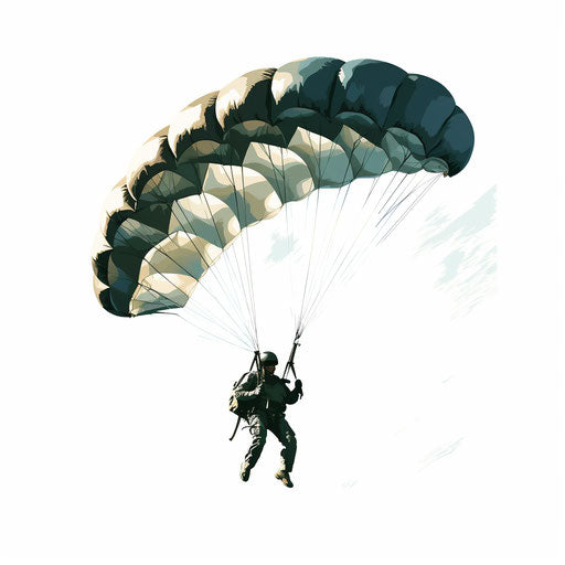 Parachute clipart in the style of Chiaroscuro Art, on white background