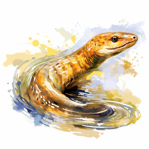 Eel clipart in the style of Impressionistic Art, on a white background