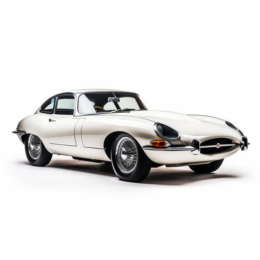 Jaguar e type car white background