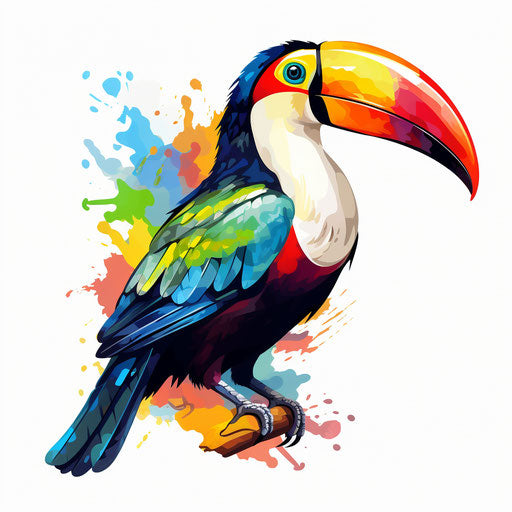 Toucan in Chiaroscuro Art style on white background